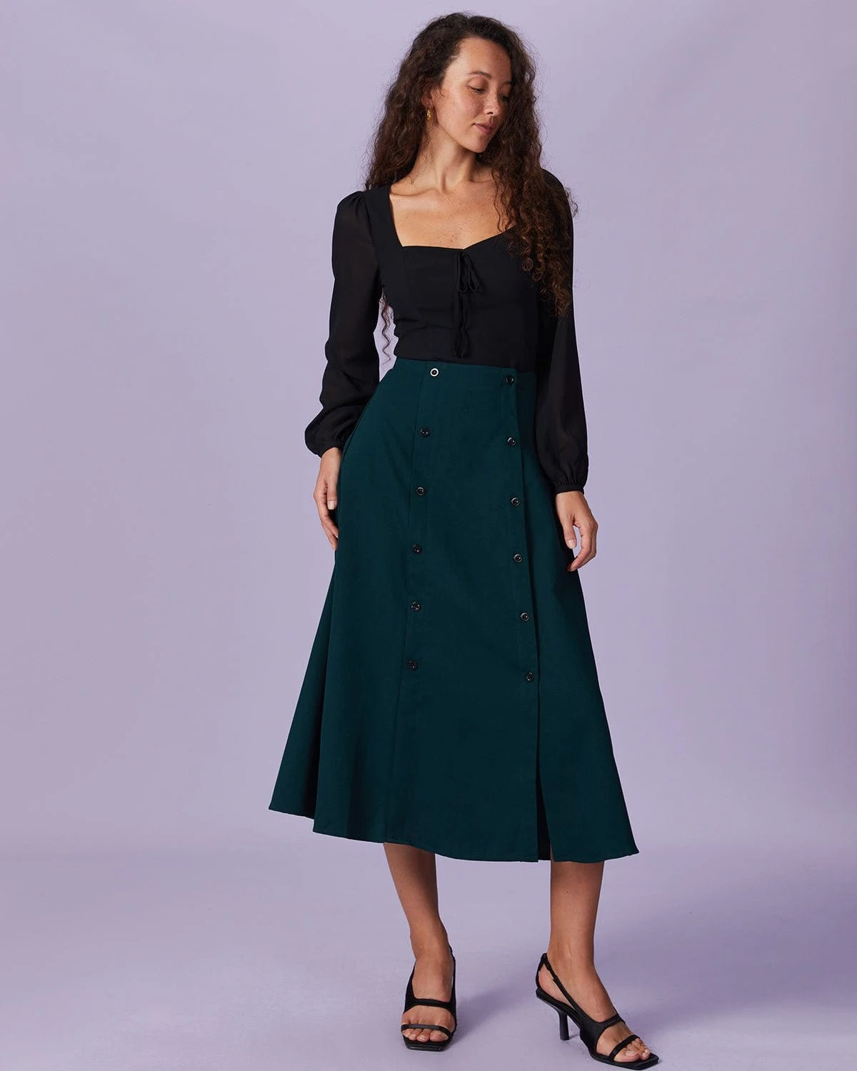 The Dark Green Double-breasted Midi Skirt 2 The Dark Green Double-breasted Midi Skirt - Image 2