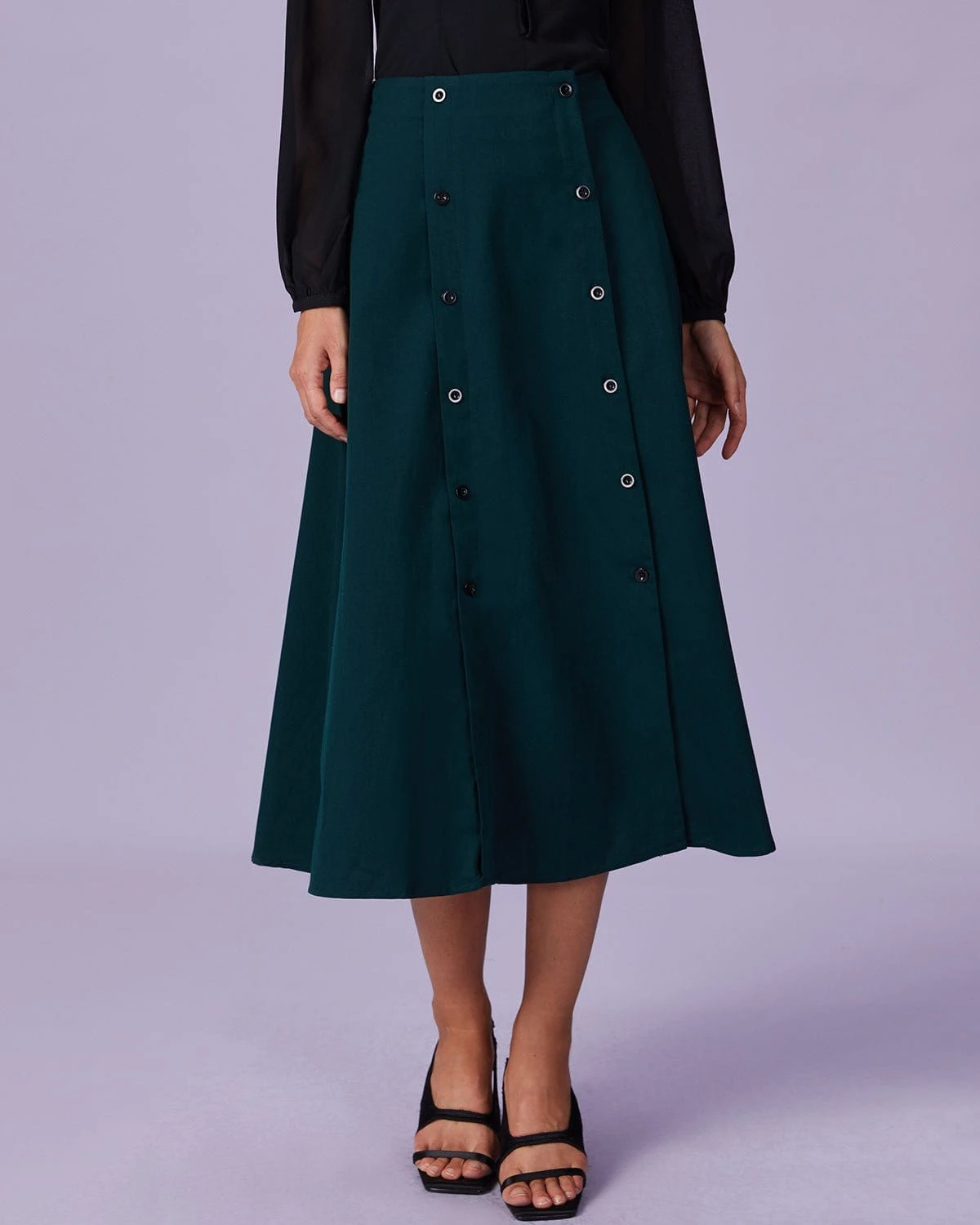 The Dark Green Double-breasted Midi Skirt 1 The Dark Green Double-breasted Midi Skirt