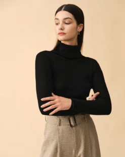 The Solid Turtleneck Ribbed Sweater -Deals Dress N Swimwear Store the solid high neck knit top tops 3ouw6p