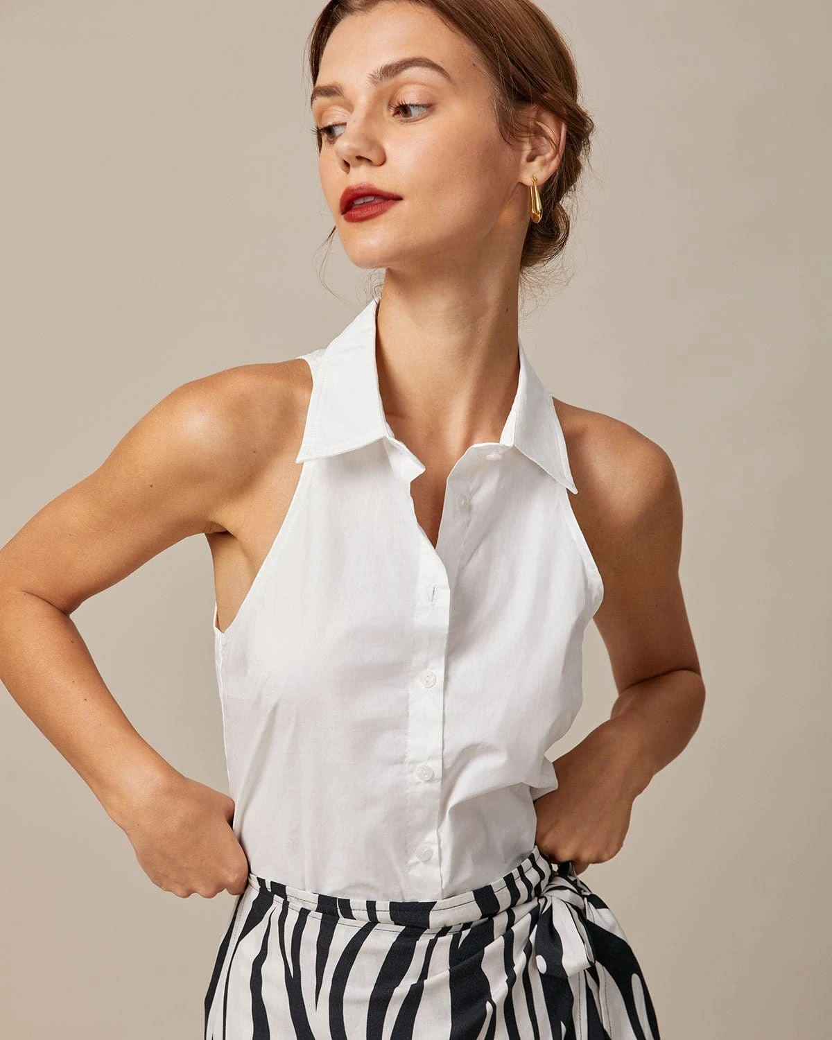 The White Collared Button Up Sleeveless Shirt 1 The White Collared Button Up Sleeveless Shirt