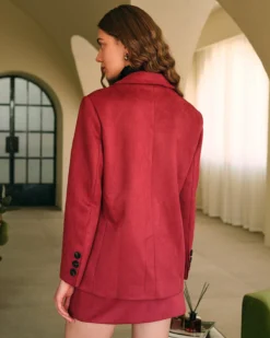 The Collared Solid Single Button Suede Blazer 14 The Collared Solid Single Button Suede Blazer -Deals Dress N Swimwear Store the solid suede blazer outerwear xovogb
