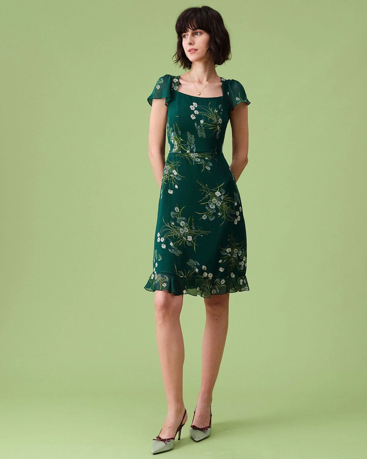 The Square Neck Backless Floral Midi Dress 5 The Square Neck Backless Floral Midi Dress - Image 5