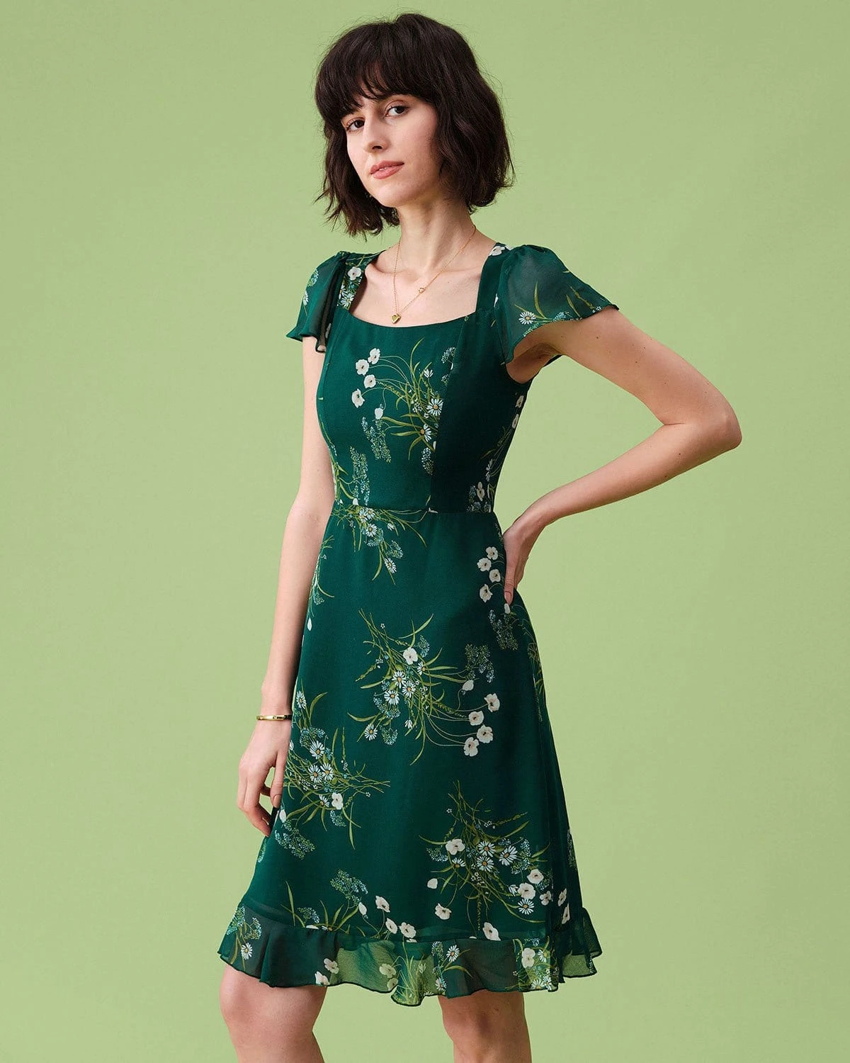 The Square Neck Backless Floral Midi Dress 4 The Square Neck Backless Floral Midi Dress - Image 4