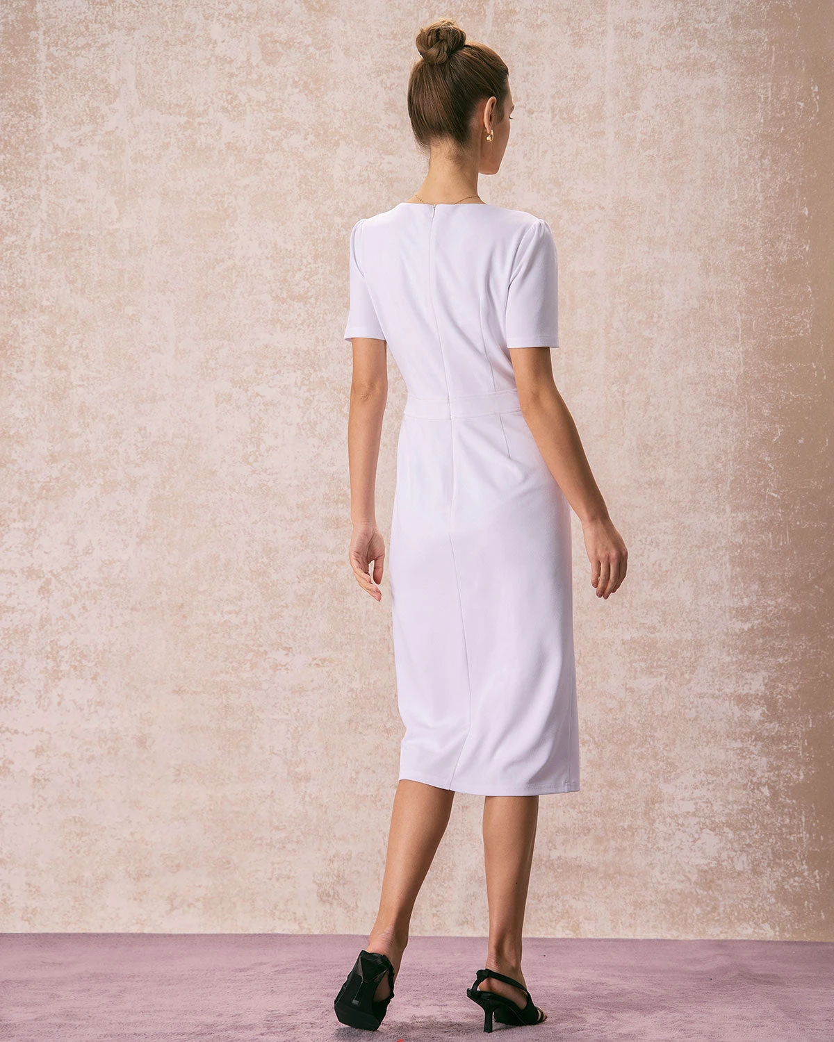 The White Square Neck Buttoned Midi Dress 6 The White Square Neck Buttoned Midi Dress - Image 6
