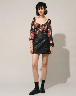 The Black Square Neck Floral Satin Blouse 9 The Black Square Neck Floral Satin Blouse -Deals Dress N Swimwear Store the square neck floral blouse tops u9bvoj 511897