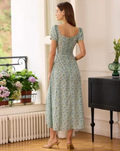 The Square Neck Floral Slit Maxi Dress 9 The Square Neck Floral Slit Maxi Dress -Deals Dress N Swimwear Store the square neck floral slit dress dresses amarja