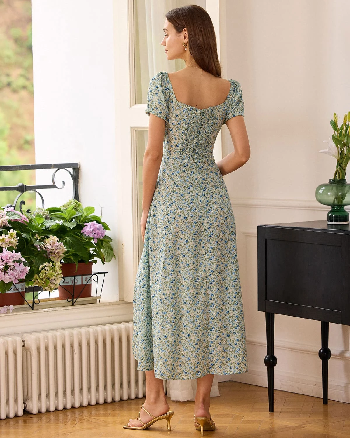 The Square Neck Floral Slit Maxi Dress 5 The Square Neck Floral Slit Maxi Dress - Image 5