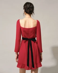 The Red Square Neck Flounce Long Sleeve Mini Dress 12 The Red Square Neck Flounce Long Sleeve Mini Dress -Deals Dress N Swimwear Store the square neck flounce mini dress dresses alt7mo 578215