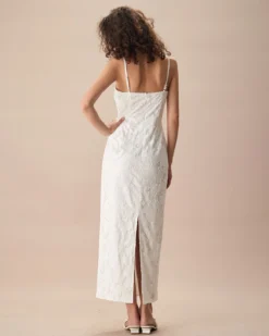 The White Square Neck Jacquard Slip Maxi Dress -Deals Dress N Swimwear Store the square neck jacquard slip maxi dress dresses gihuwg