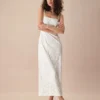 The White Square Neck Jacquard Slip Maxi Dress