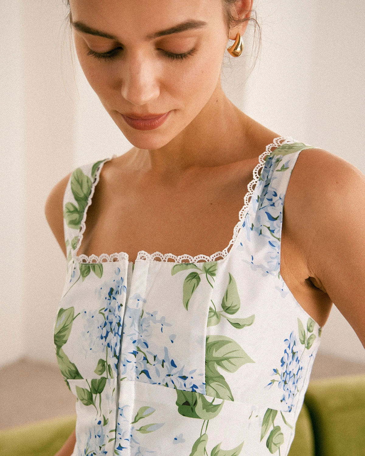 The White Square Neck Floral A-Line Midi Dress 2 The White Square Neck Floral A-Line Midi Dress - Image 2