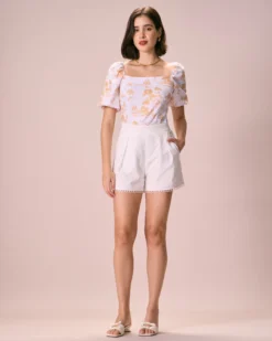 The White Square Neck Floral Puff Sleeve Blouse -Deals Dress N Swimwear Store the square neck puff sleeve blouse tops h6zzav