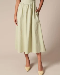 The Light Green Square Neck Shirred Midi Dress -Deals Dress N Swimwear Store the square neck puff sleeve midi dress dresses qxvm5p 626691