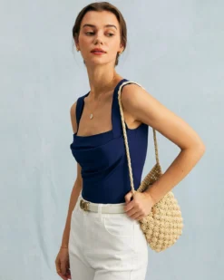 The Navy Square Neck Ruched Tank Top -Deals Dress N Swimwear Store the square neck ruched tank top tops 1mtb2r 741607