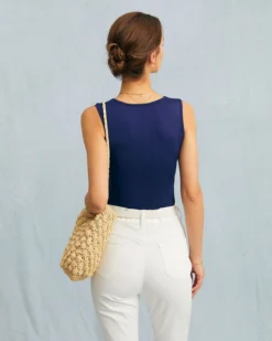 The Navy Square Neck Ruched Tank Top -Deals Dress N Swimwear Store the square neck ruched tank top tops v07jd0 239205