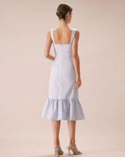 The Light Blue Square Neck Ruffle Midi Dress 10 The Light Blue Square Neck Ruffle Midi Dress -Deals Dress N Swimwear Store the square neck ruffle hem dress dresses 1egp0s