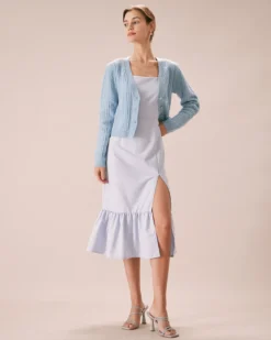 The Light Blue Square Neck Ruffle Midi Dress 11 The Light Blue Square Neck Ruffle Midi Dress -Deals Dress N Swimwear Store the square neck ruffle hem dress dresses dmm4in