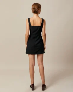 The Black Square Neck Scalloped Mini Dress -Deals Dress N Swimwear Store the square neck scalloped dress dresses lfz4jp 591363