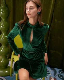 The Green Stand Cut Out Velvet Mini Dress 8 The Green Stand Cut Out Velvet Mini Dress -Deals Dress N Swimwear Store the stand cut out velvet dress dresses m8l00x