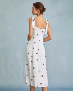 The White Strawberry Tie Strap Slit Midi Dress 9 The White Strawberry Tie Strap Slit Midi Dress -Deals Dress N Swimwear Store the strawberry tie strap slit midi dress dresses cwflbe