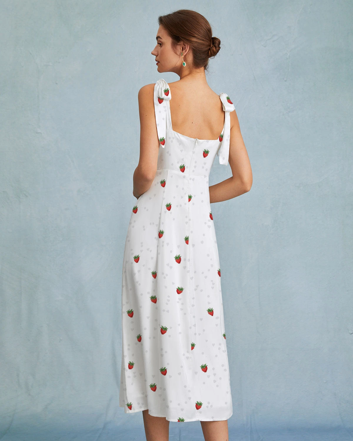 The White Strawberry Tie Strap Slit Midi Dress 5 The White Strawberry Tie Strap Slit Midi Dress - Image 5