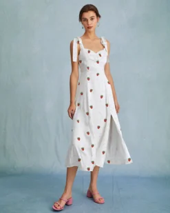 The White Strawberry Tie Strap Slit Midi Dress 7 The White Strawberry Tie Strap Slit Midi Dress -Deals Dress N Swimwear Store the strawberry tie strap slit midi dress dresses h0wmqg
