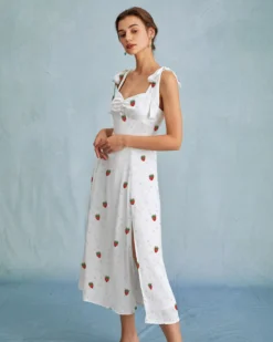The White Strawberry Tie Strap Slit Midi Dress 8 The White Strawberry Tie Strap Slit Midi Dress -Deals Dress N Swimwear Store the strawberry tie strap slit midi dress dresses ifdwgc