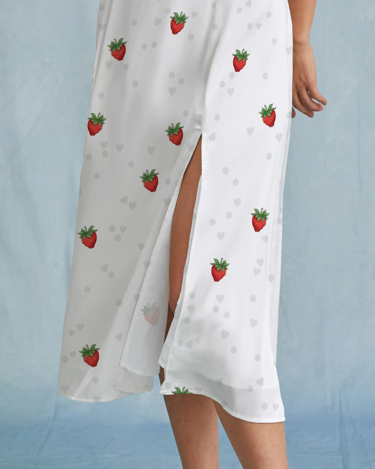 The White Strawberry Tie Strap Slit Midi Dress 2 The White Strawberry Tie Strap Slit Midi Dress - Image 2