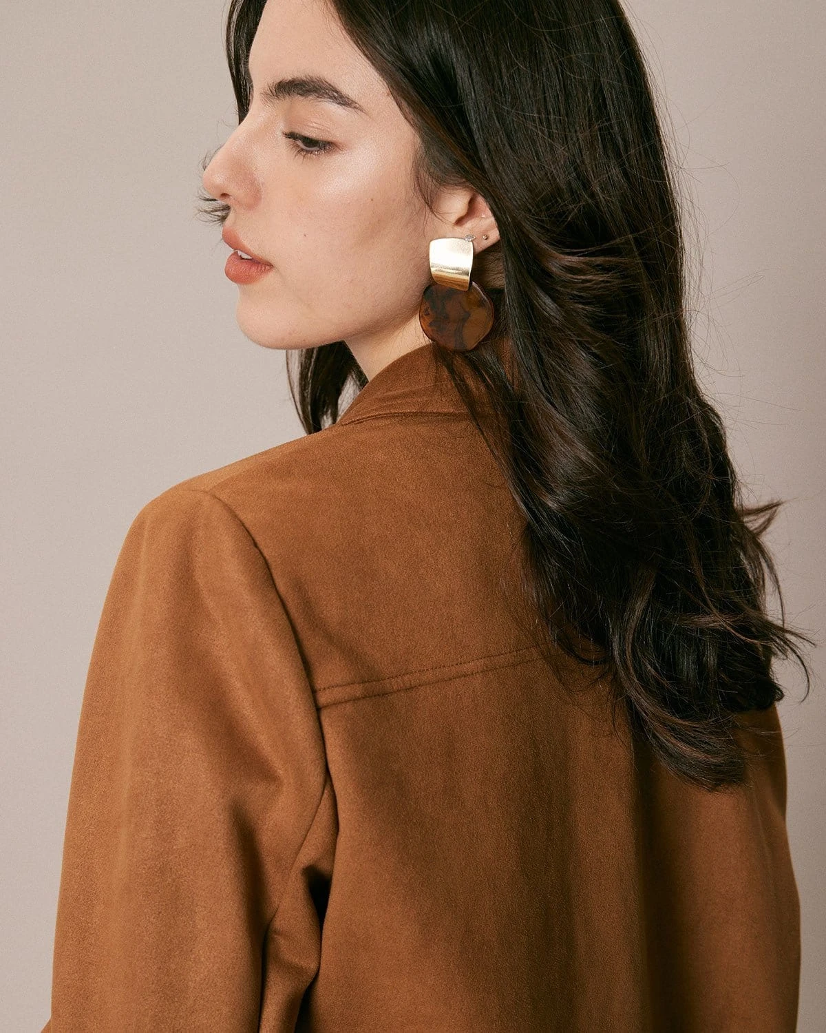 The Brown Lapel Pockets Button Suede Jacket 2 The Brown Lapel Pockets Button Suede Jacket - Image 2