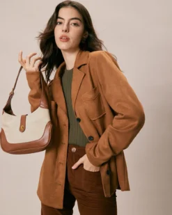 The Brown Lapel Pockets Button Suede Jacket 10 The Brown Lapel Pockets Button Suede Jacket -Deals Dress N Swimwear Store the suede lapel pockets jacket outerwear m5xt7e 673103