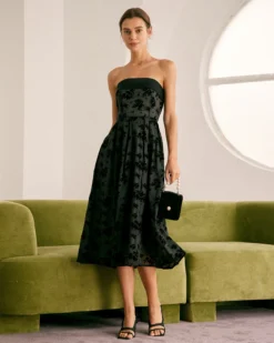 The Black Floral Strapless Midi Dress 12 The Black Floral Strapless Midi Dress -Deals Dress N Swimwear Store the suspender hem dress dresses jgwgeb