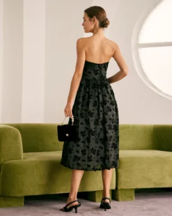 The Black Floral Strapless Midi Dress 13 The Black Floral Strapless Midi Dress -Deals Dress N Swimwear Store the suspender hem dress dresses pmxsxy