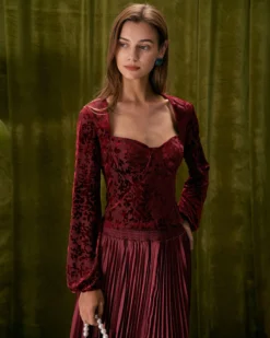 The Red Sweetheart Neck Burnout Blouse -Deals Dress N Swimwear Store the sweetheart neck burnout blouse tops chevcf