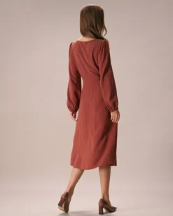 The Caramel Sweetheart Neck Midi Dress 9 The Caramel Sweetheart Neck Midi Dress -Deals Dress N Swimwear Store the sweetheart neck button dress dresses yinhvb