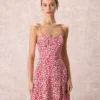 The Red Sweetheart Neck Floral Mini Dress