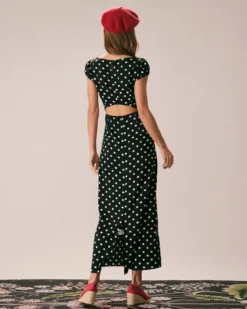 The Black Lace Trim Polka Dot Maxi Dress -Deals Dress N Swimwear Store the sweetheart neck lace polka dot dress dresses ujjcph