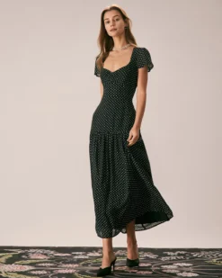 The Black Sweetheart Neck Polka Dot Maxi Dress 9 The Black Sweetheart Neck Polka Dot Maxi Dress -Deals Dress N Swimwear Store the sweetheart neck polka dot dress dresses hiojml