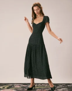 The Black Sweetheart Neck Polka Dot Maxi Dress 8 The Black Sweetheart Neck Polka Dot Maxi Dress -Deals Dress N Swimwear Store the sweetheart neck polka dot dress dresses z3o7qd