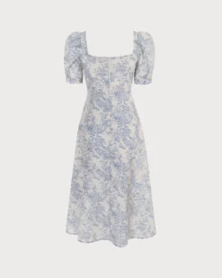 The Blue Sweetheart Neck Puff Sleeve Floral Midi Dress 15 The Blue Sweetheart Neck Puff Sleeve Floral Midi Dress -Deals Dress N Swimwear Store the sweetheart neck puff sleeve floral dress dresses faxvm4 369438