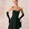 The Black Sweetheart Neck Slip Mini Dress
