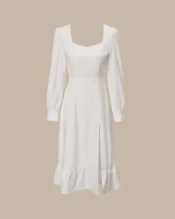 The White Sweetheart Neck Split Midi Dress -Deals Dress N Swimwear Store the sweetheart neck split hem dress dresses xnsrqs