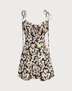 The Black Ruched Daisy Slip Mini Dress -Deals Dress N Swimwear Store the tie ruched daisy dress black dresses tzore4