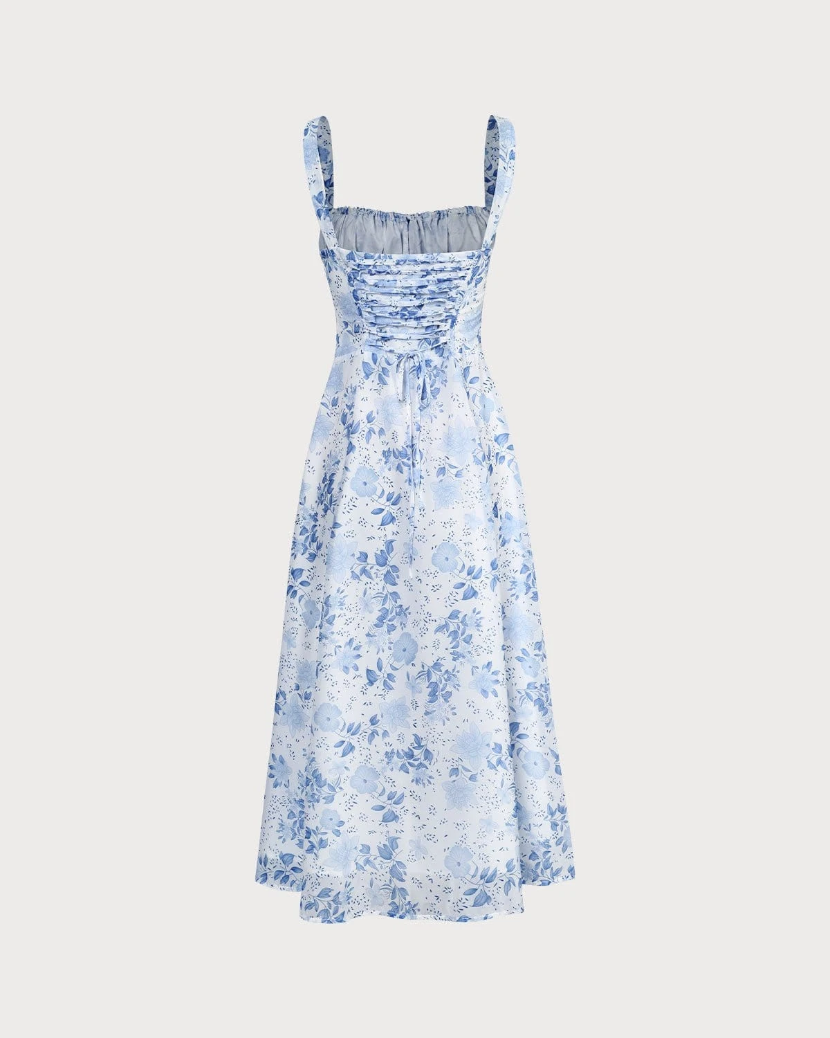 The Blue Square Neck Floral Ruched Midi Dress 7 The Blue Square Neck Floral Ruched Midi Dress - Image 7