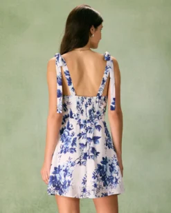 The Blue Floral Tie Strap Mini Dress -Deals Dress N Swimwear Store the tie strap floral mini dress dresses epcfmv