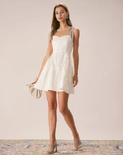 The Off White Jacquard Tie Strap Mini Dress 10 The Off White Jacquard Tie Strap Mini Dress -Deals Dress N Swimwear Store the tie strap jacquard mini dress dresses jlsv7m