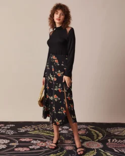 The Black Turtleneck Sheer Splicing Tee -Deals Dress N Swimwear Store the turtleneck sheer splicing top tops rr0bg9 627732