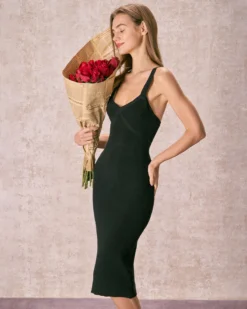 The Black V Neck Bodycon Knit Midi Dress 8 The Black V Neck Bodycon Knit Midi Dress -Deals Dress N Swimwear Store the v neck bodycon sweater dress black dresses olvlht