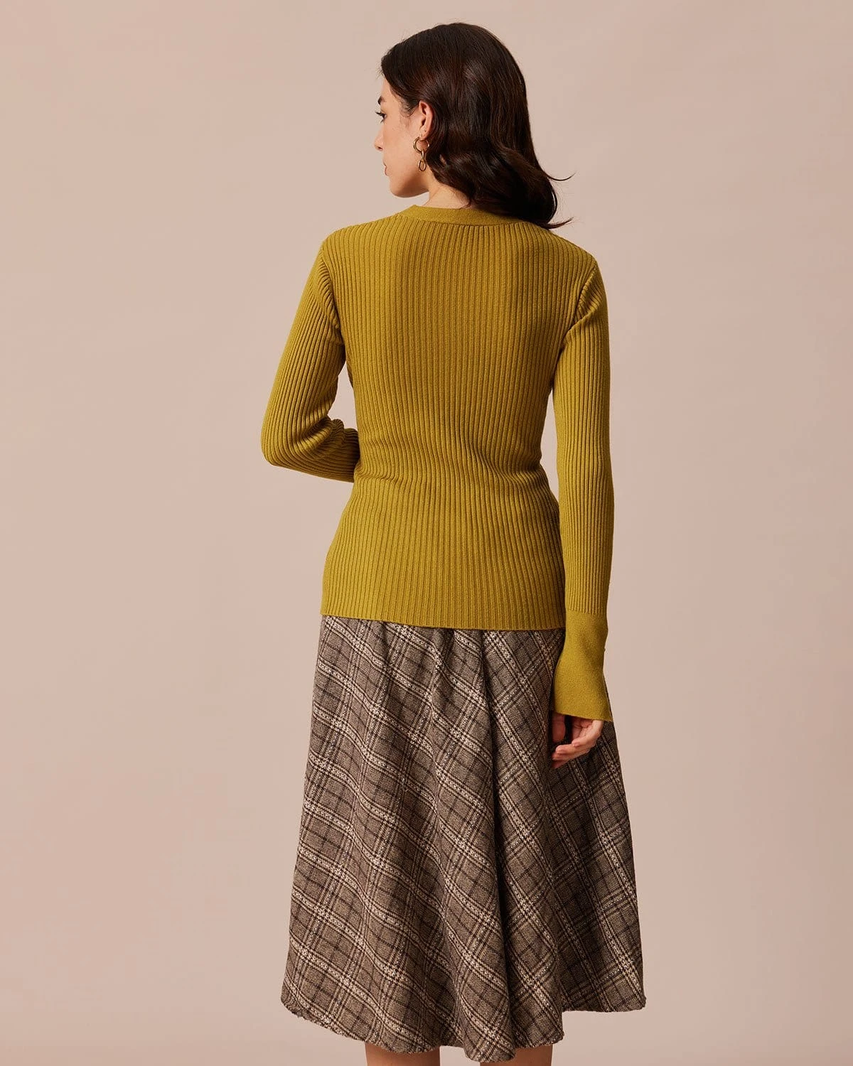 The Green V Neck Ribbed Wrap Knit Top 6 The Green V Neck Ribbed Wrap Knit Top - Image 6