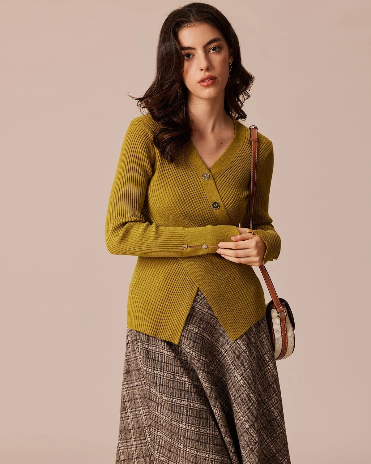 The Green V Neck Ribbed Wrap Knit Top 3 The Green V Neck Ribbed Wrap Knit Top - Image 3