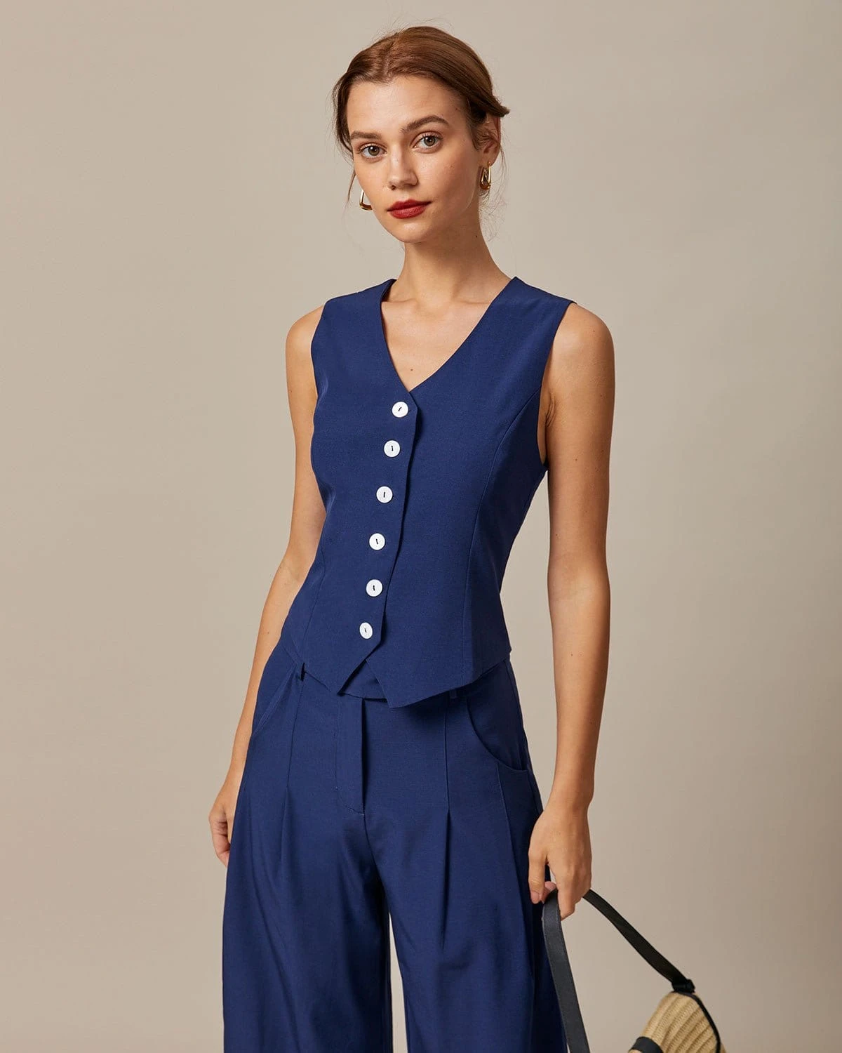 The Navy V Neck Button Up Sleeveless Vest 1 The Navy V Neck Button Up Sleeveless Vest